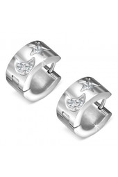 SALE - Auskarai ant cilindrinės spynos su cirkonio kristalais